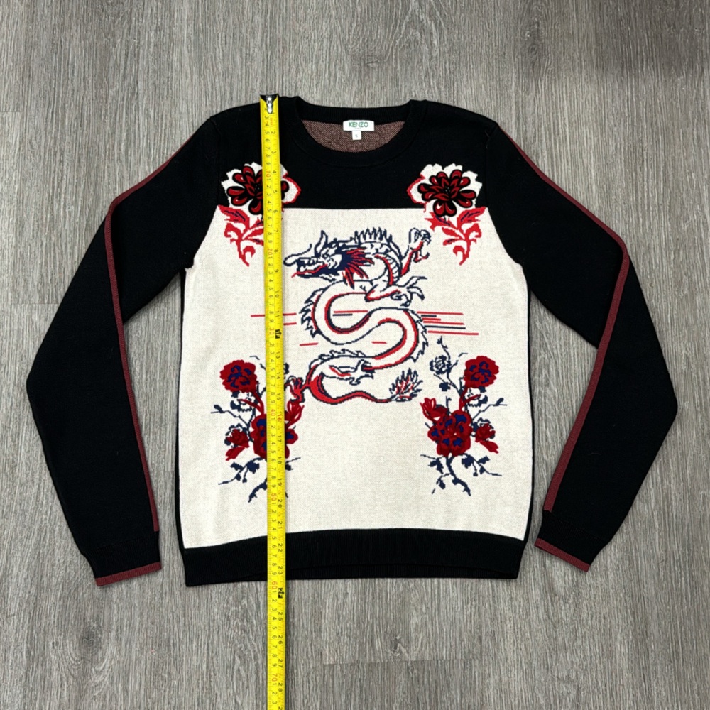 KENZO Dragon Wool Blend Jacquard Sweater Size Small - Picture 8 of 11